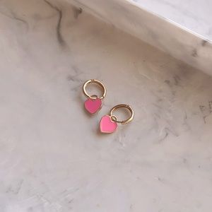 Heart drop hug earrings
